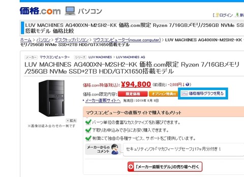マウスコンピューターの激安パソコン
