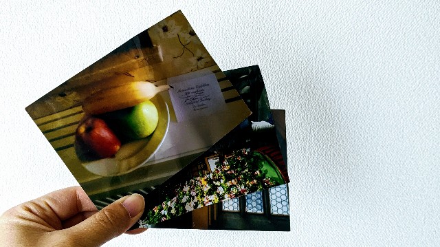 写真を持っている手の写真