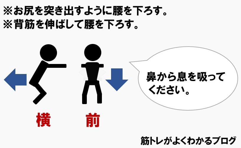 スクワットやり方③腰を下ろす