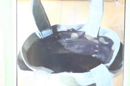 サイドポケット付きトートバック 主婦のミシン