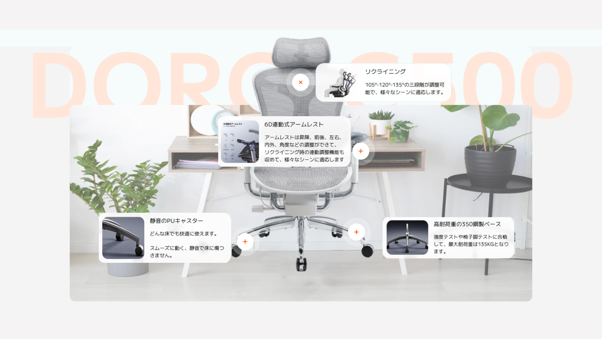 SIHOO DORO C500 浮遊感が最高なリクライニング体験ができるオフィス 