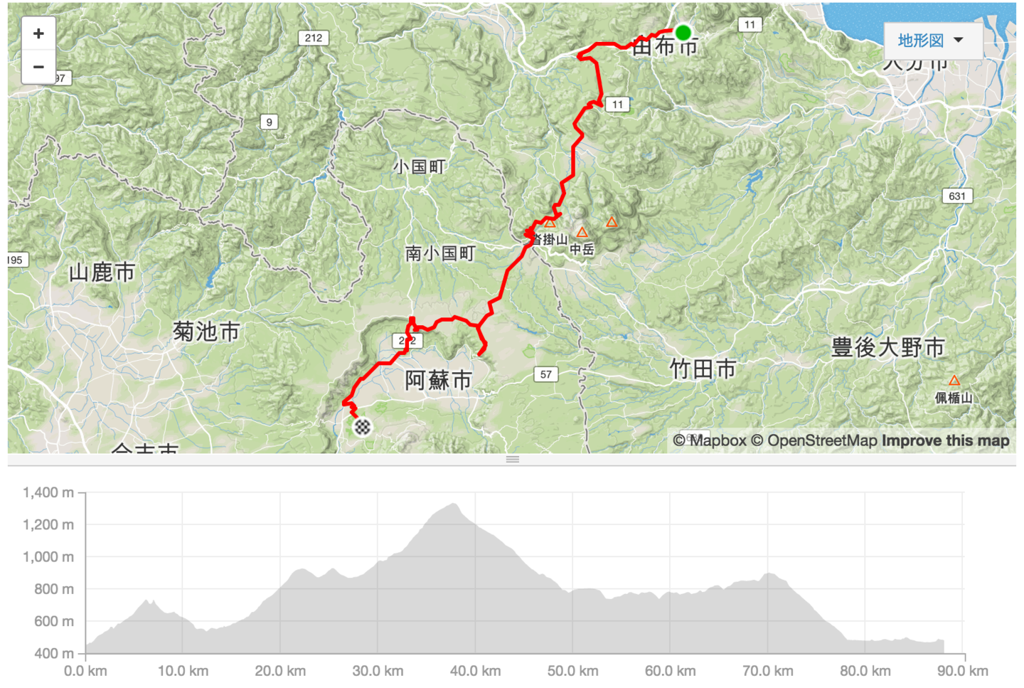 ツール・ド・九州 第3ステージ 修正版のコース図