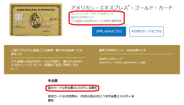 アメックスゴールドの紹介入会キャンペーン画像