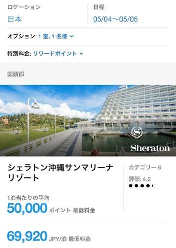 マリオットグループの50,000ポイントで宿泊できるホテル