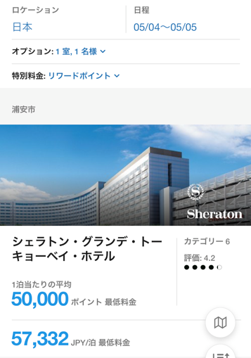 マリオットグループの50,000ポイントで宿泊できるホテル