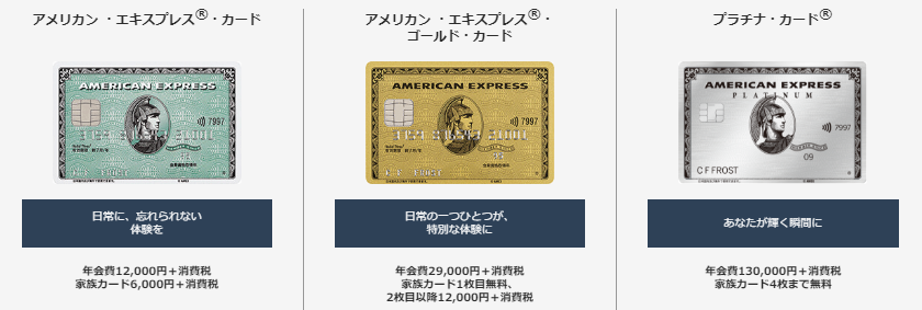 アメックスプロパーカード一覧