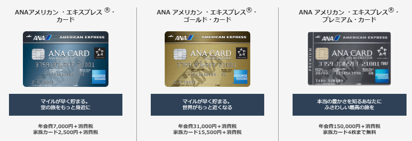 ANAアメックスカード一覧