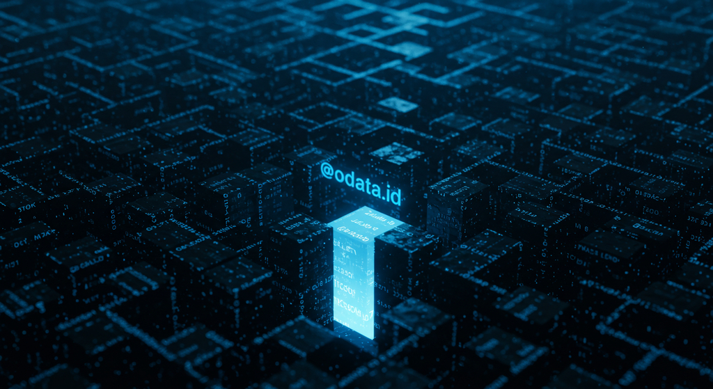 リアルな風景ではなく、抽象的で、しかし、直感的に「JSONの迷宮」と「再帰の光」を、感じさせる、スタイリッシュなビジュアル。