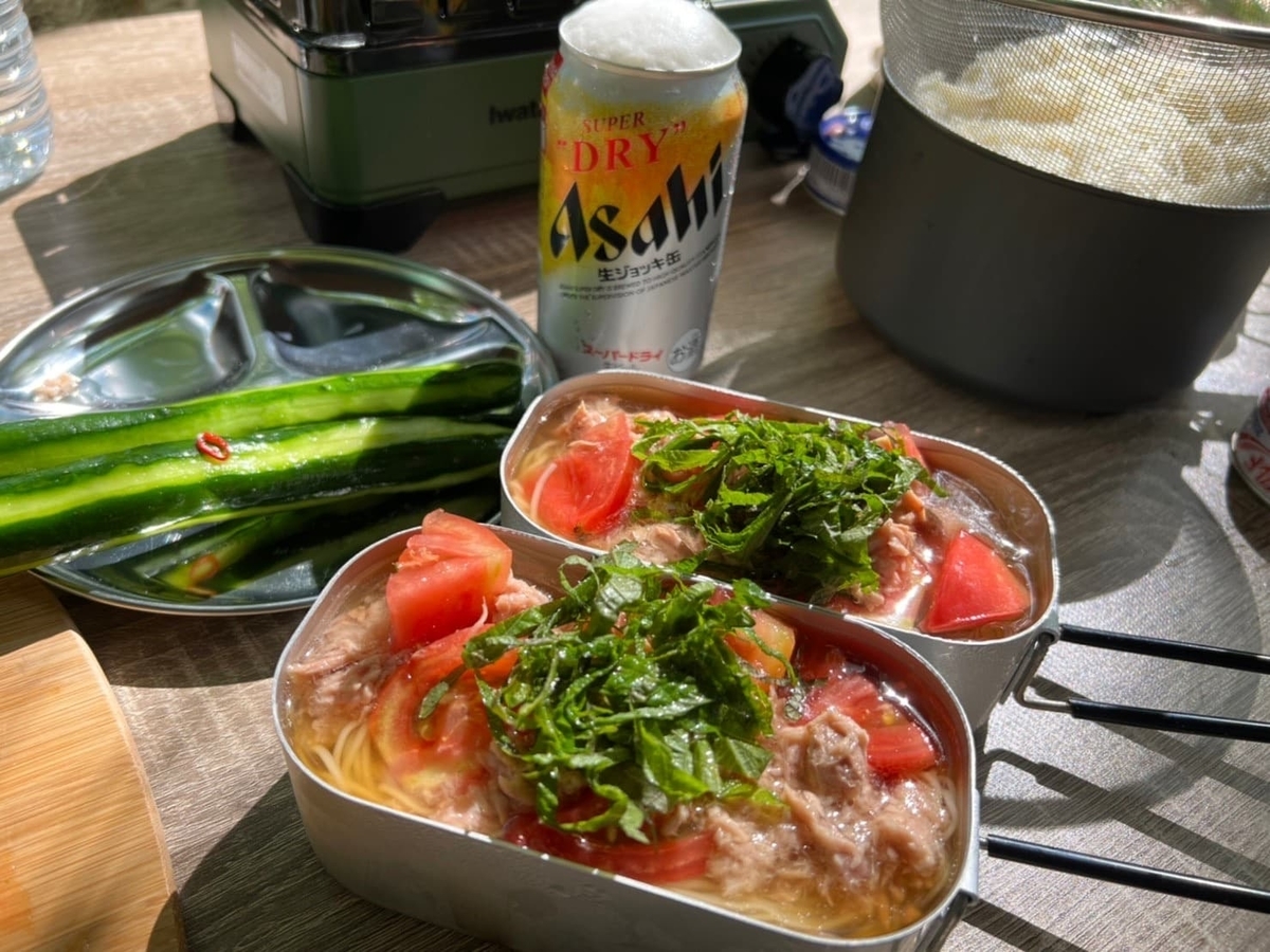 そうめん 夏野菜 キャンプ飯