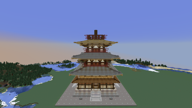 minecraft season6 part107 法隆寺五重塔 part21 三重目の屋根の木組み