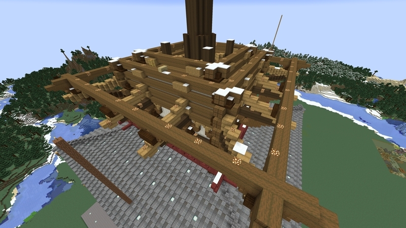 minecraft season6 part107 法隆寺五重塔 part21 三重目の屋根の木組み