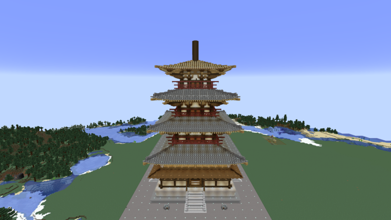 minecraft season6 part109 法隆寺五重塔 part23 一気に四重目まで完成