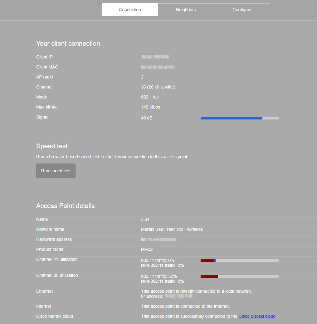 Meraki MRローカルステータスページ