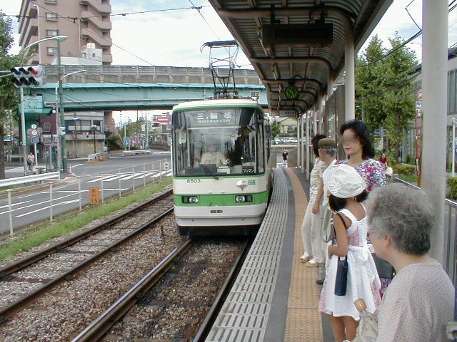 都電荒川線・熊野前電停（三ノ輪橋方面ホーム、2000年）