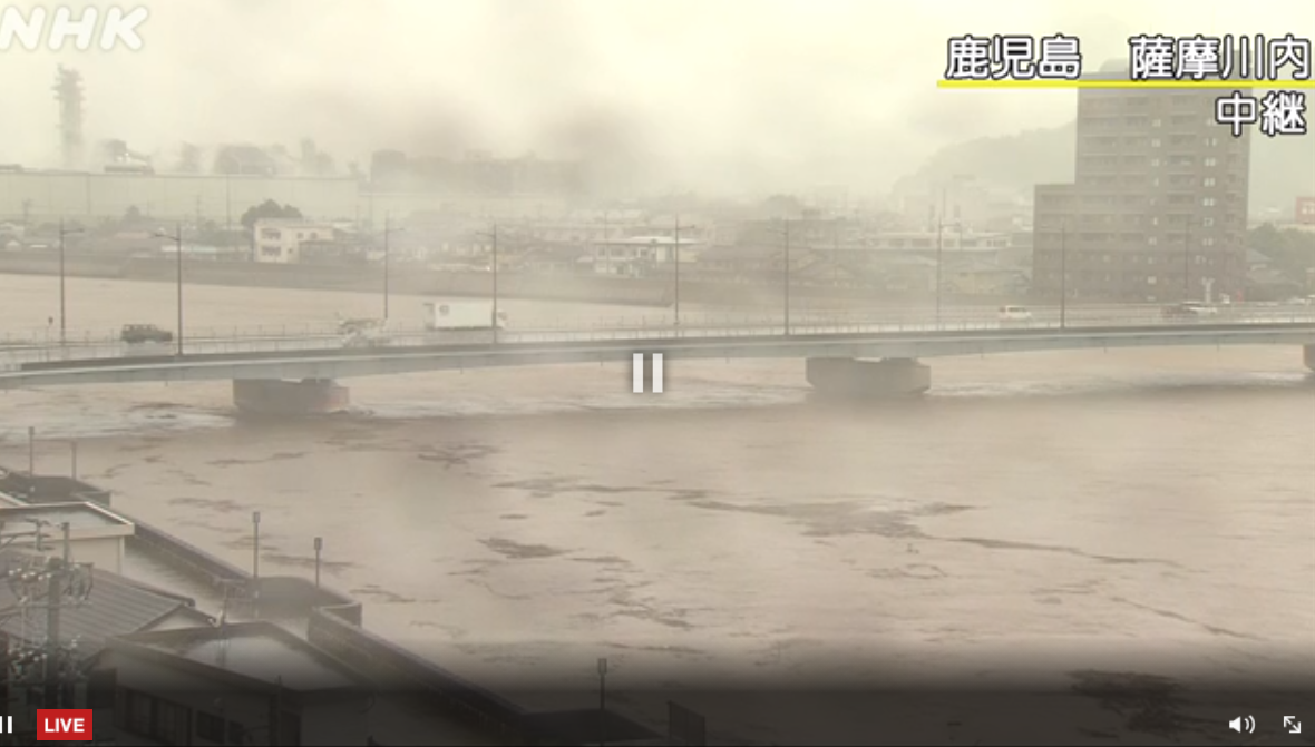 鹿児島県 薩摩川内増水のライブ映像 薩摩川内氾濫場所はどこ 日本全国自由に旅する 夢のレンタカー回送ドライバー生活