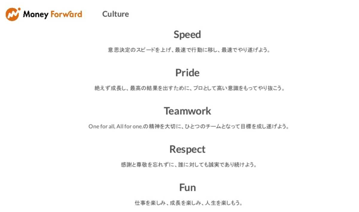 マネーフォワードのCulture