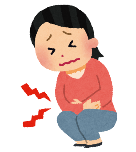 IBSガス型でお腹を抱えている女性