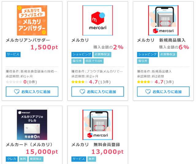 ポイントインカム メルカリ案件