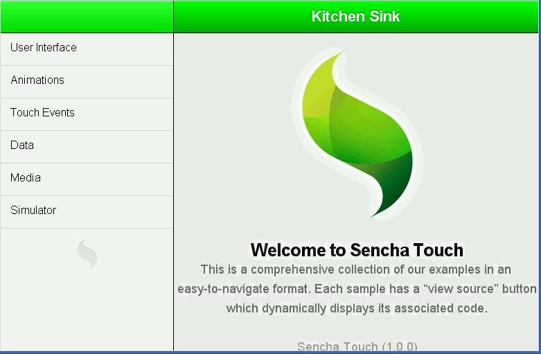 緑色のKitchen Sink(Sencha Touchのサンプル)が見たい！ ITコンサルの日常
