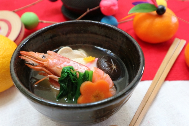 お正月のお雑煮(斜俯瞰)