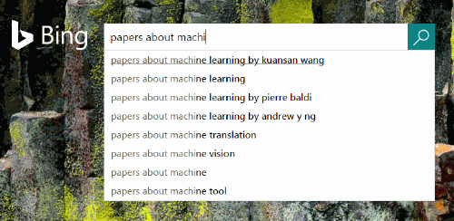 Bing の新しいオートコンプリート機能　例1
