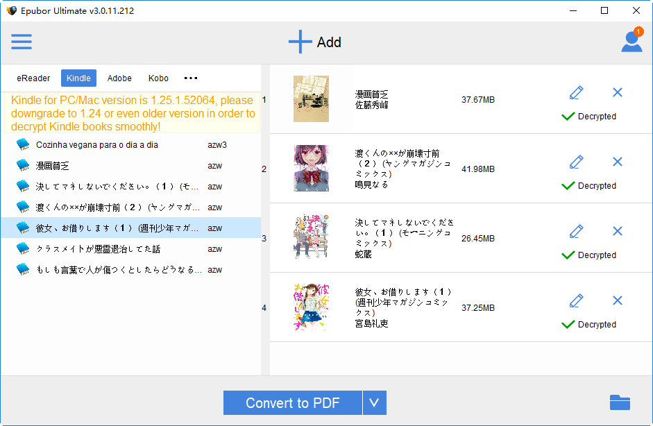 epubor ultimate kindle drm removal