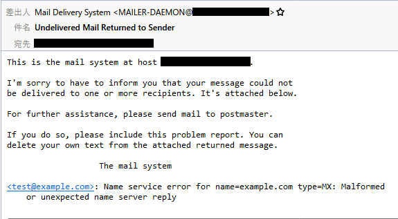 &quot;Undelivered Mail Returned to Sender&quot;という件名のメール