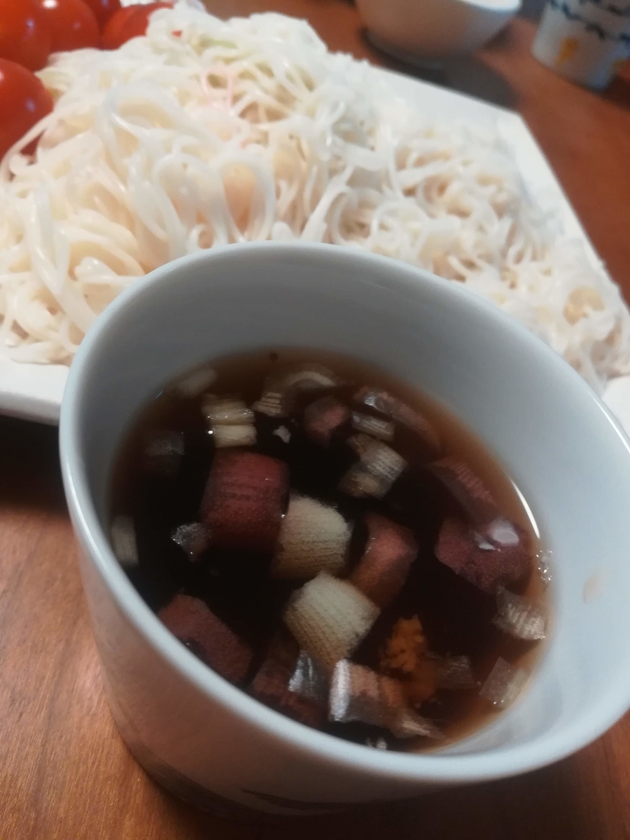 めんつゆに刻んだみょうがが最高にベリーマッチ！