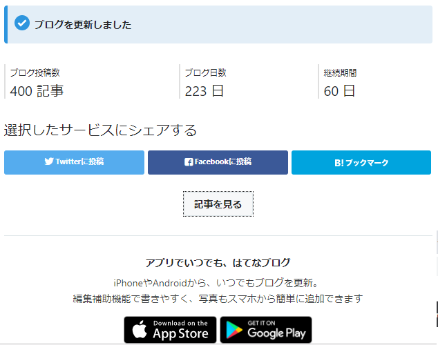 ４００記事を達成しました！ありがとうございました！