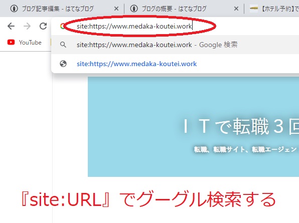 site:自分のブログのURLでグーグル検索してみます