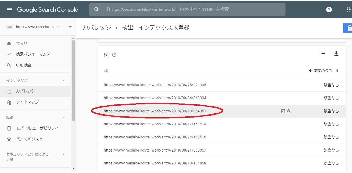 これらのURLの記事がインデックスされていないということ