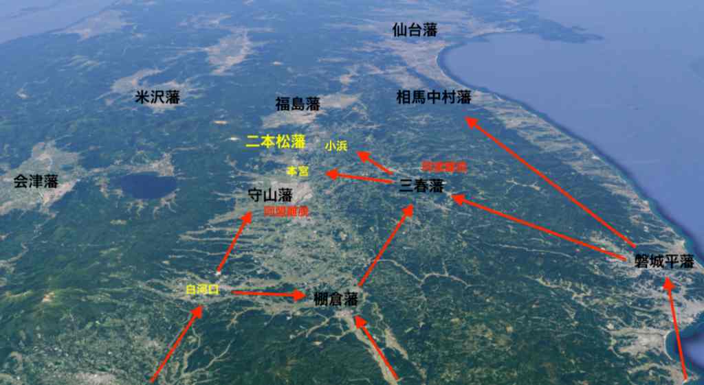 新政府軍の進軍経路