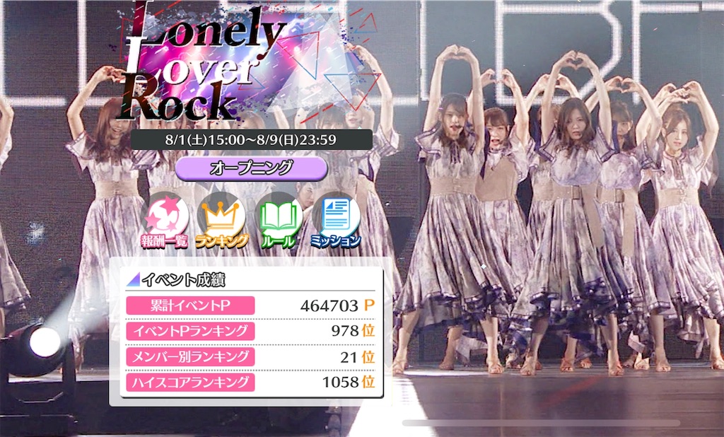 乃木フェス Lonely Lover Rock イベント結果！ メンバー別50位 総合