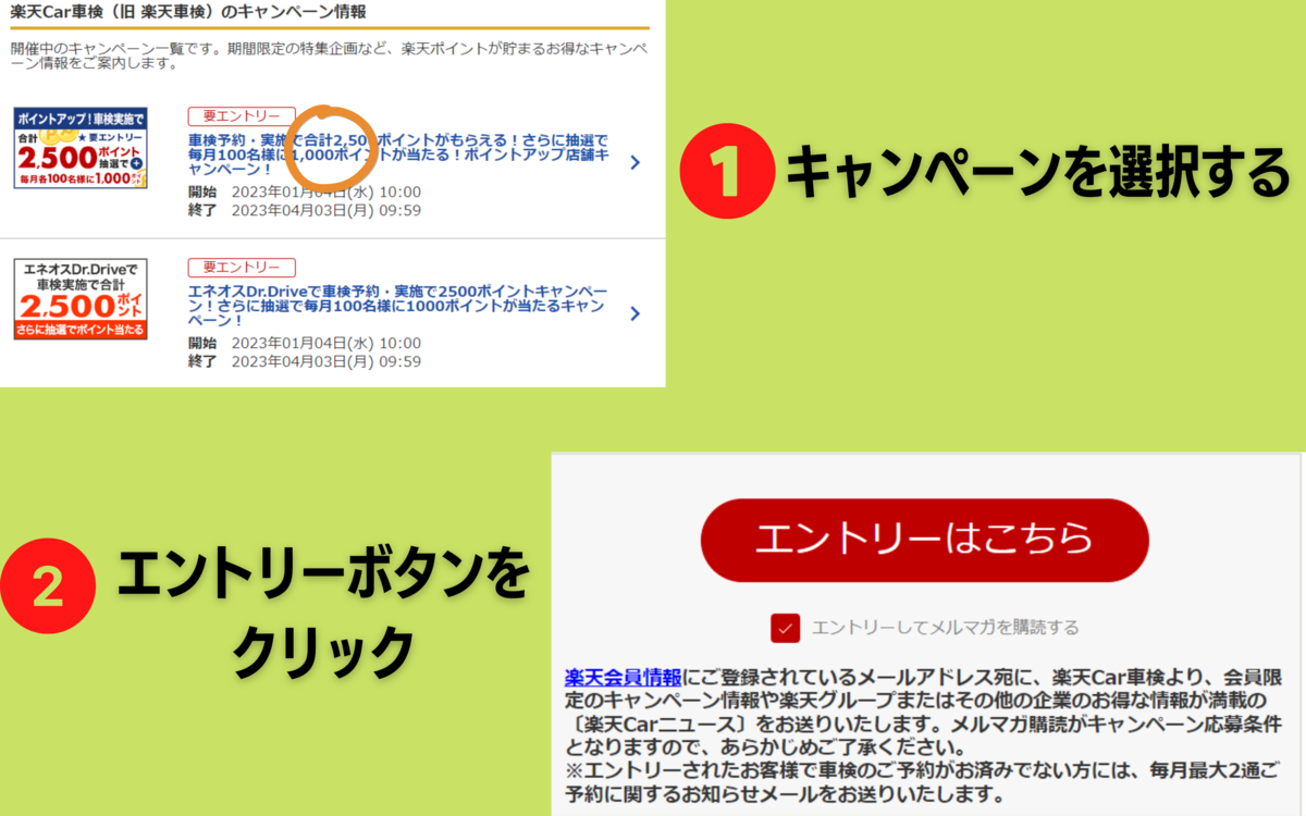 楽天Car車検　キャンペーン参加方法