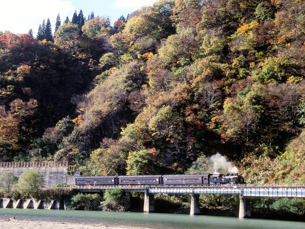 071103第八只見川橋梁手前の上りSL