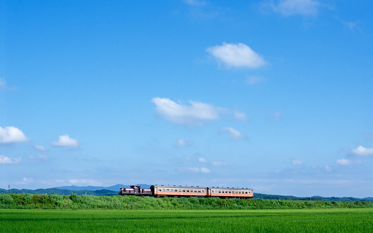 080804金木の築堤を走る客車列車