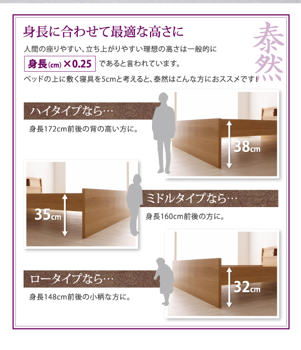 おしゃれな畳ベッド セミダブル 棚・照明・コンセント付き