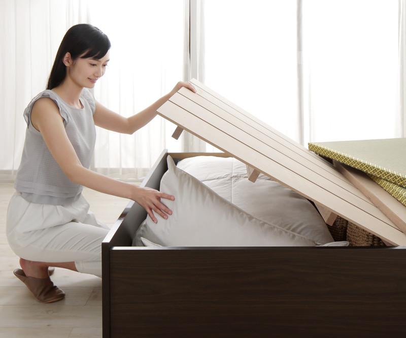 布団が収納できる棚・コンセント付き畳ベッド い草畳 セミダブル