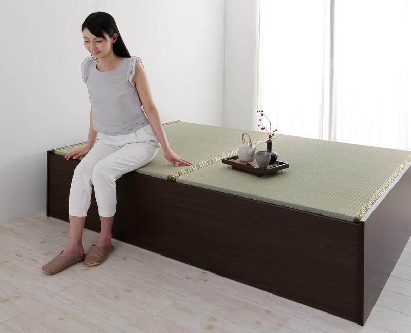 布団が収納できる棚・コンセント付き畳ベッド い草畳 セミダブル