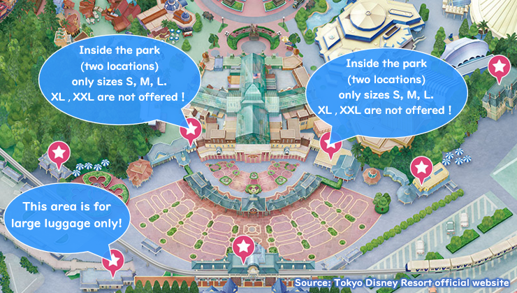 Coin locker locations at Tokyo Disneyland (TDL)