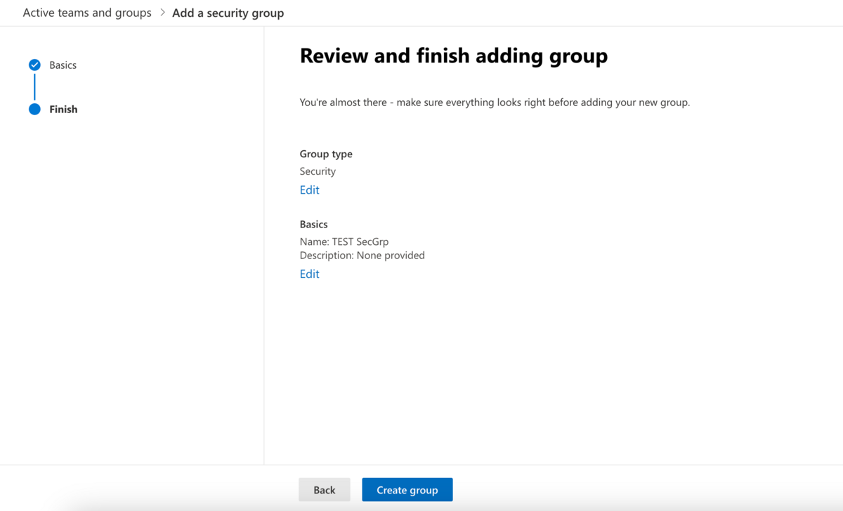 セキュリティグループ名を付けて、グループを作成する