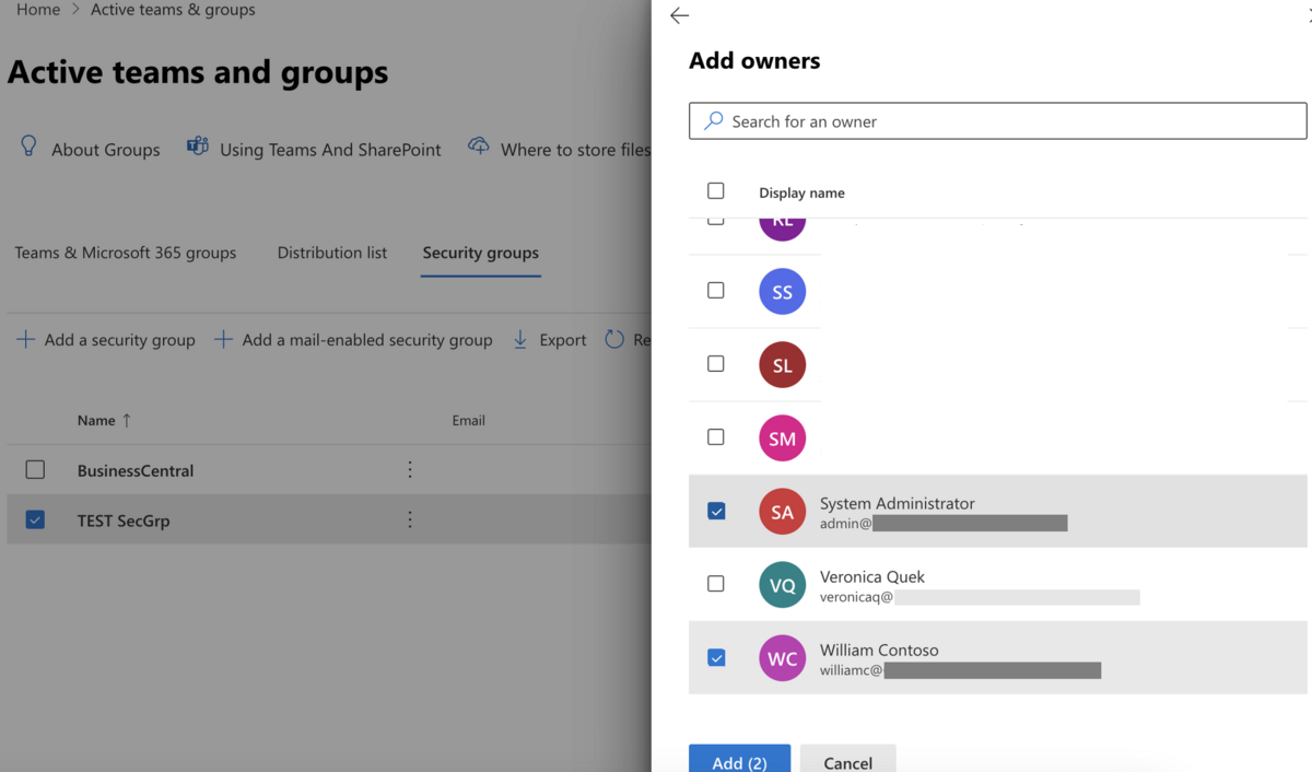 セキュリティグループにオーナー追加