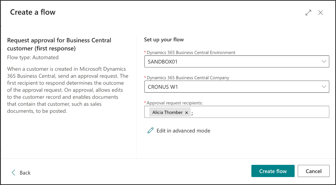 Create a Power Automate approval workflow on Business Central