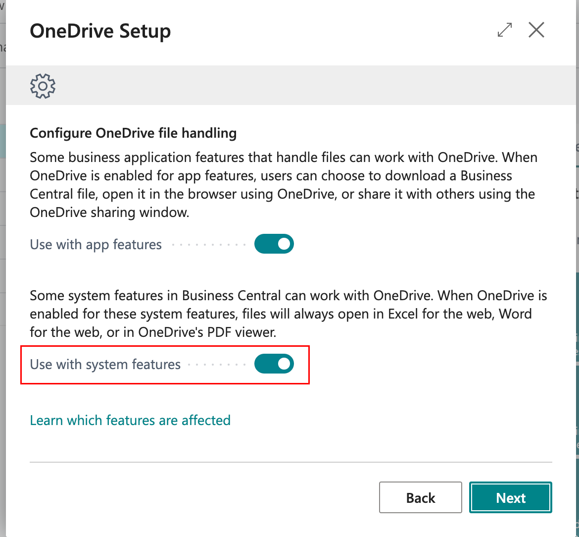 OneDrive Setupの設定画面