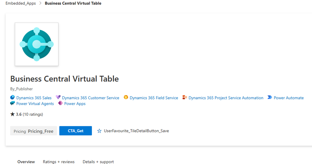 Business Central Virtual Table in AppSource