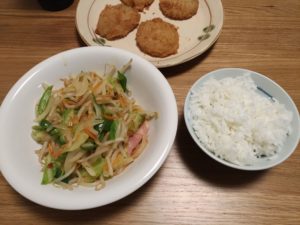 2018/10/24　夕食　野菜炒め