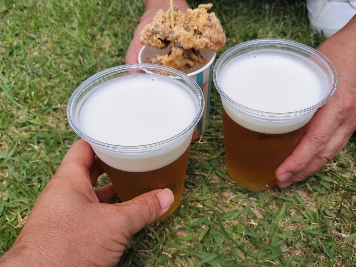 生ビールとから揚げ