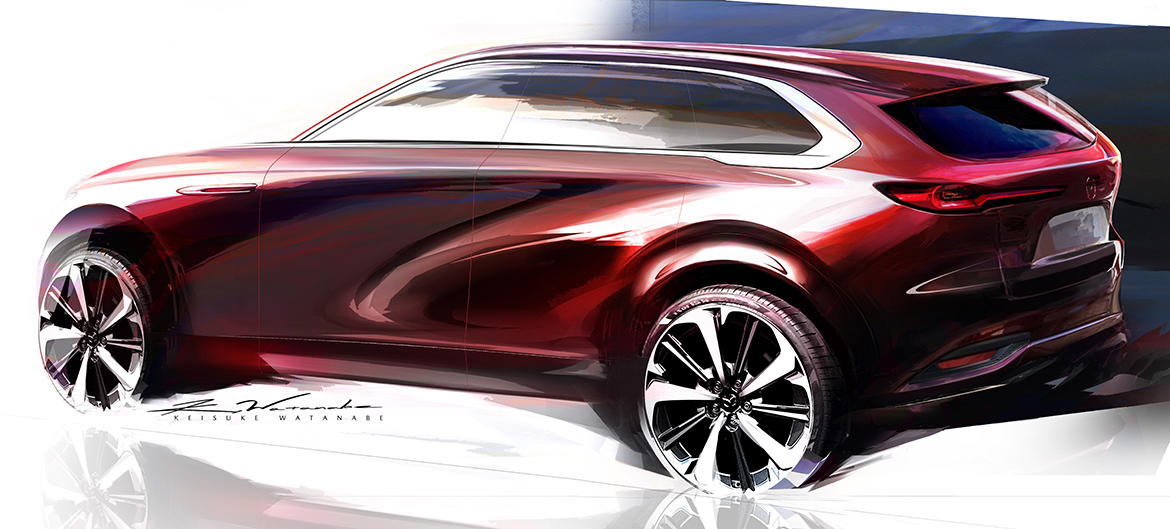 欧州メディアが「CX-80」のデザインスケッチを紹介していました