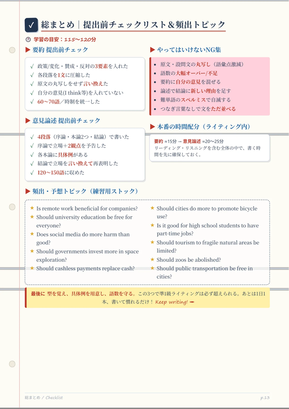 提出前チェックリストとNG集。書いた後の確認で失点を防ぐ