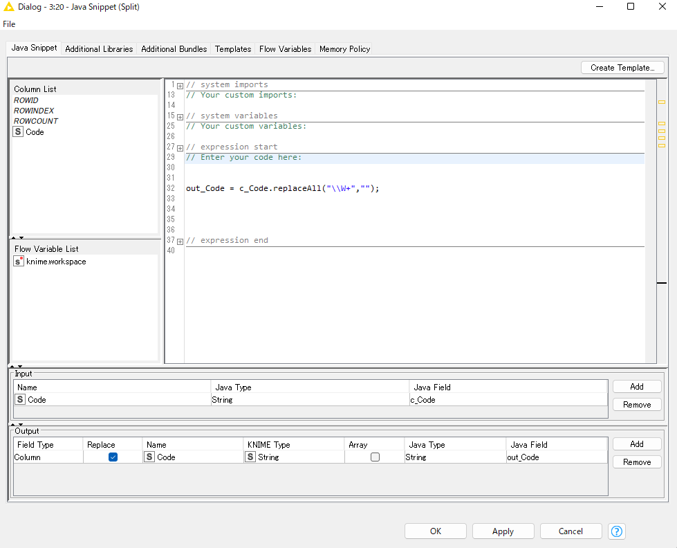 KNIME_文字列操作その2【Java Snippet】【String Manipulation(Multi Column)】文字列の ...